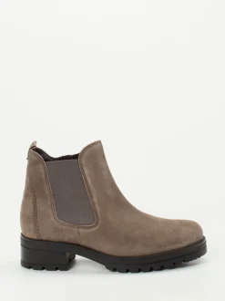 Gabor Comfort – Chelsea-Stiefelette aus Veloursleder Taupe