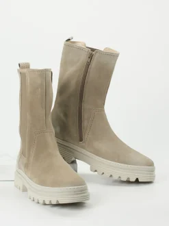 Gabor Comfort – Chelsea-Stiefelette aus Veloursleder beige