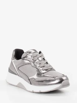 Gabor Comfort – Chunky-Sneaker aus Metallicleder silber
