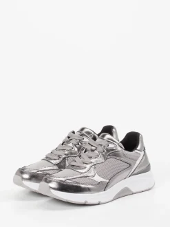 Gabor Comfort – Chunky-Sneaker aus Metallicleder silber