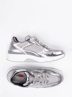 Gabor Comfort – Chunky-Sneaker aus Metallicleder silber