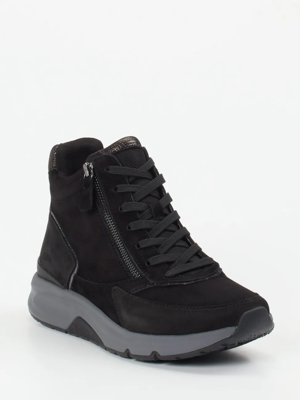 Gabor Comfort – High-Top Sneaker aus Veloursleder Schwarz