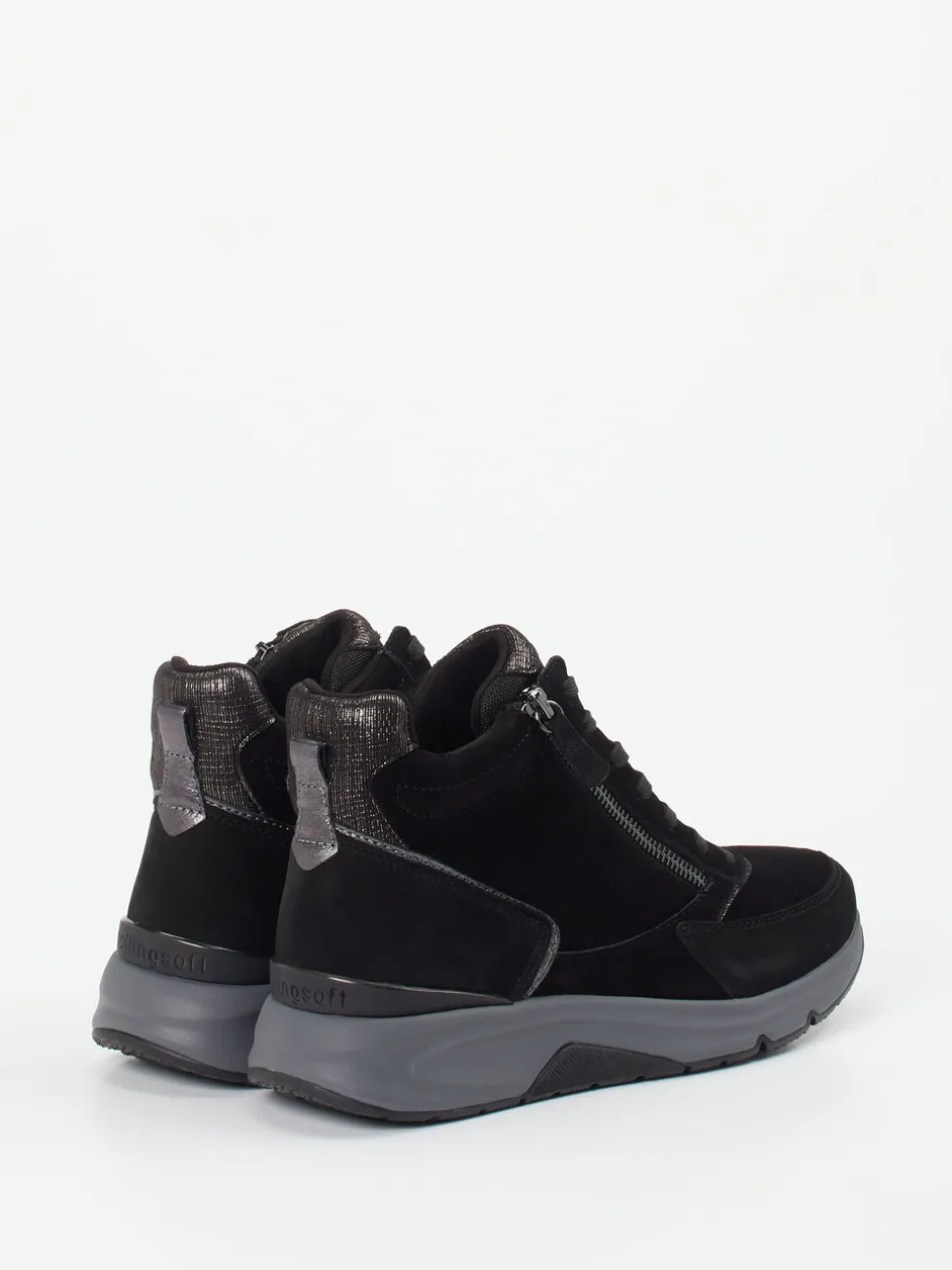Gabor Comfort – High-Top Sneaker aus Veloursleder Schwarz