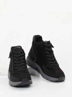 Gabor Comfort – High-Top Sneaker aus Veloursleder Schwarz