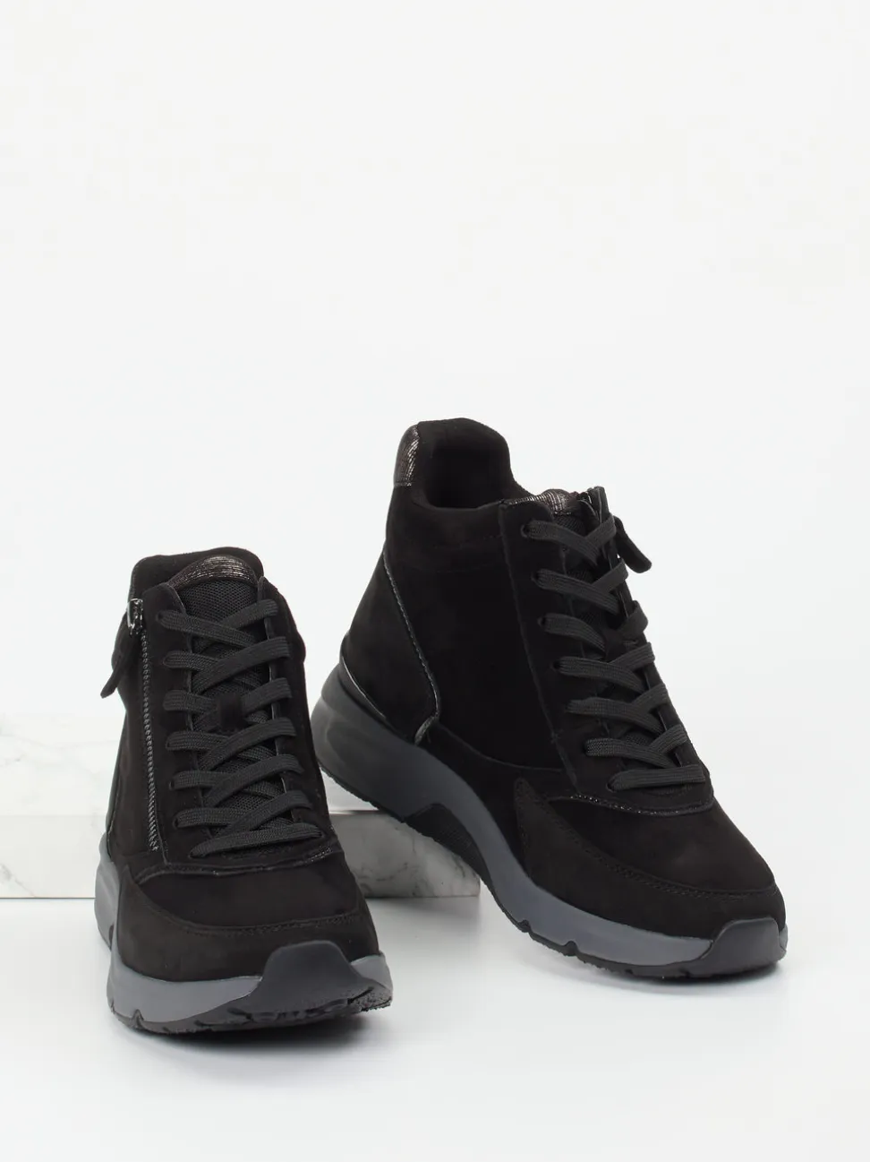 Gabor Comfort – High-Top Sneaker aus Veloursleder Schwarz