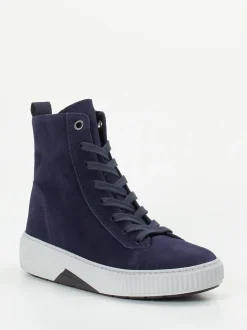 Gabor Comfort – High-Top Sneaker aus Veloursleder Dunkelblau