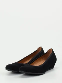Gabor Comfort – Keilballerinas aus Veloursleder schwarz