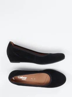 Gabor Comfort – Keilballerinas aus Veloursleder schwarz