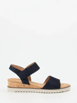 Gabor Comfort – Keilsandaletten aus Veloursleder blau