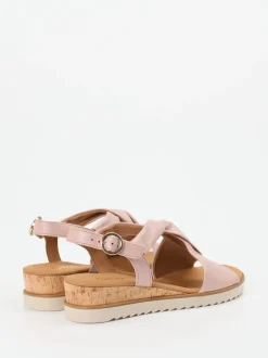 Gabor Comfort – Keilsandaletten aus Metallicleder altrosa