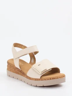 Gabor Comfort – Keilsandaletten aus Hirschleder beige