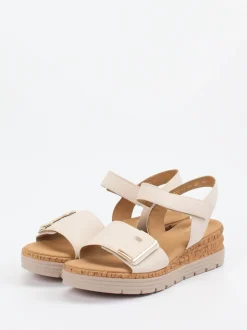 Gabor Comfort – Keilsandaletten aus Hirschleder beige