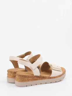 Gabor Comfort – Keilsandaletten aus Hirschleder beige