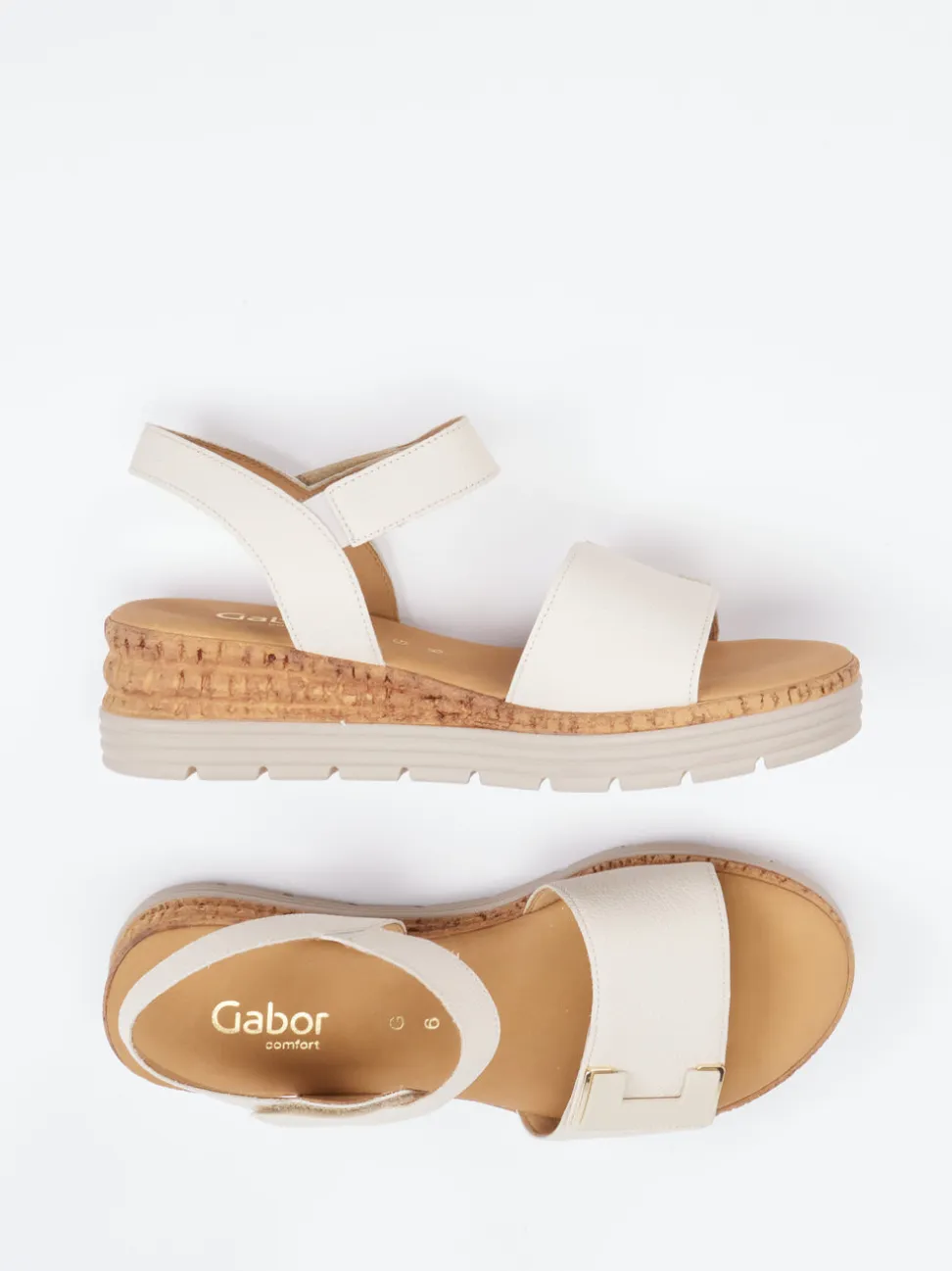Gabor Comfort – Keilsandaletten aus Hirschleder beige