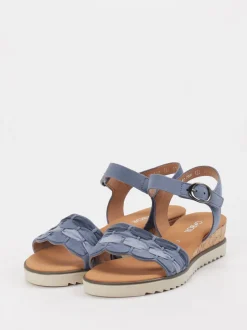 Gabor Comfort – Keilsandaletten aus Veloursleder blau