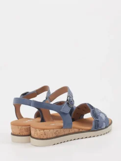 Gabor Comfort – Keilsandaletten aus Veloursleder blau