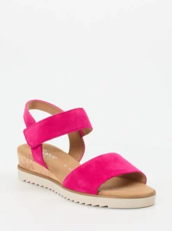 Gabor Comfort – Keilsandalette aus Veloursleder pink