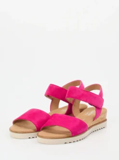 Gabor Comfort – Keilsandalette aus Veloursleder pink