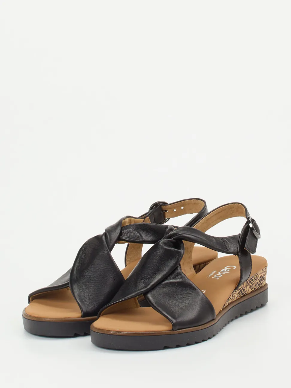 Gabor Comfort – Keilsandalette aus Kalbleder Schwarz