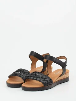 Gabor Comfort – Keilsandalette aus Kalbleder Schwarz