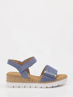 Gabor Comfort – Keilsandaletten aus Veloursleder jeansblau