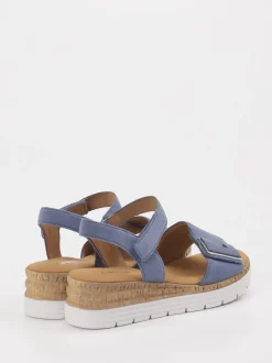 Gabor Comfort – Keilsandaletten aus Veloursleder jeansblau