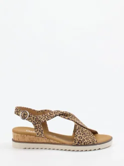 Gabor Comfort – Keilsandalette aus Leder im Leoprint