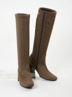 Gabor Comfort – Kniestiefel aus Stretchvelours braun