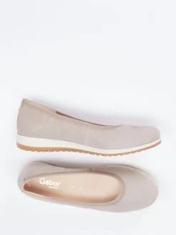 Gabor Comfort – Komfort-Ballerinas aus Nubukleder Beige