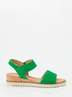 Gabor Comfort – Komfortsandale aus Veloursleder grün