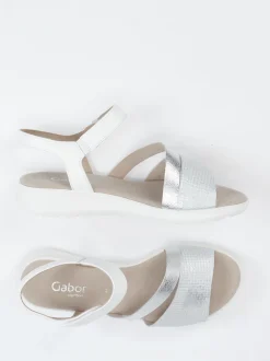 Gabor Comfort – Komfort-Sandale aus Metallicleder silber