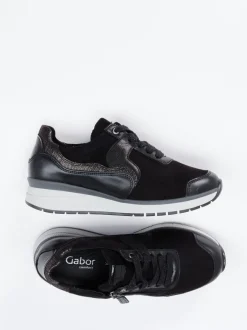 Gabor Comfort – Komfort-Sneaker aus Stretch und Leder schwarz