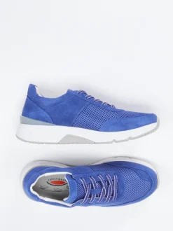 Gabor Comfort – Komfort-Sneaker aus Velours und Mesh blau