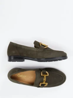 Gabor Comfort – Loafer aus Veloursleder olivgrau
