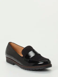 Gabor Comfort – Loafer aus Lack- und Veloursleder schwarz