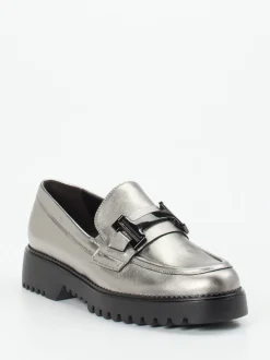 Gabor Comfort – Loafer aus Metallicleder silbergrau