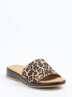 Gabor Comfort – Pantolette aus geprägtem Leder braun