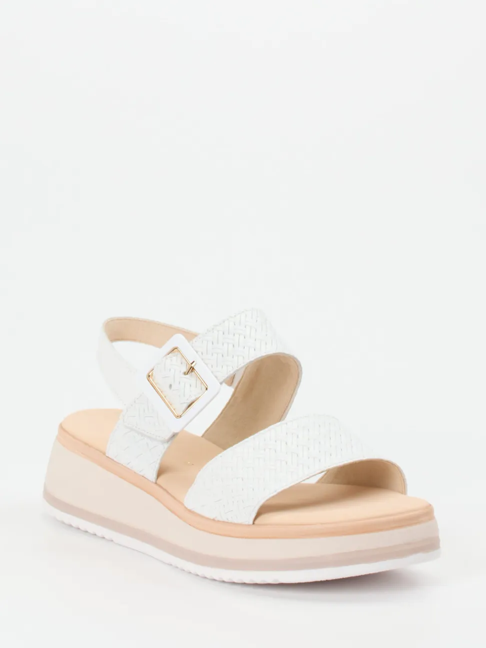 Gabor Comfort – Plateau-Sandale aus Flechtleder Offwhite