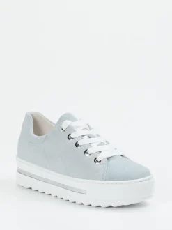 Gabor Comfort – Plateau-Sneaker aus Veloursleder hellblau