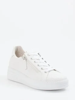 Gabor Comfort – Plateau-Sneaker aus Flechtleder Weiß