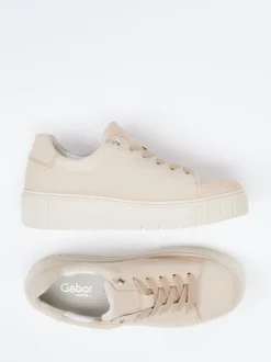 Gabor Comfort – Plateau-Sneaker aus Veloursleder beige