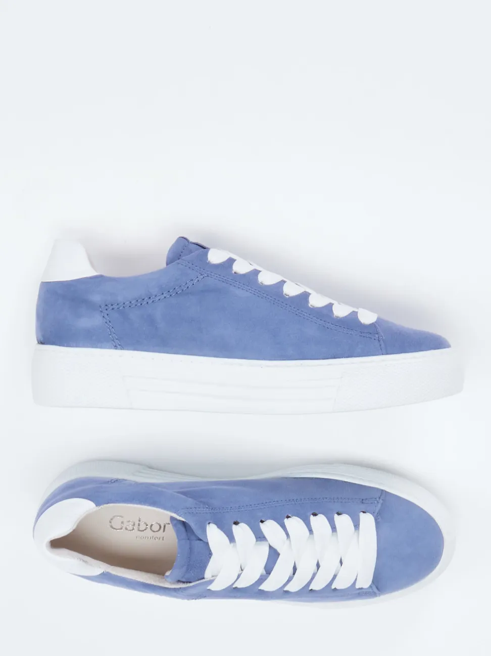 Gabor Comfort – Plateau-Sneaker aus Veloursleder blau