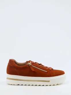Gabor Comfort – Plateau-Sneaker aus Veloursleder ziegelrot
