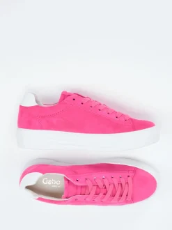 Gabor Comfort – Plateau-Sneaker aus Veloursleder Pink