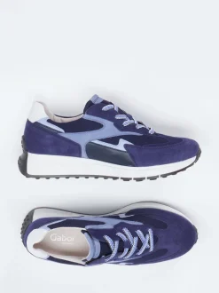 Gabor Comfort – Retro-Sneaker aus Veloursleder Blau