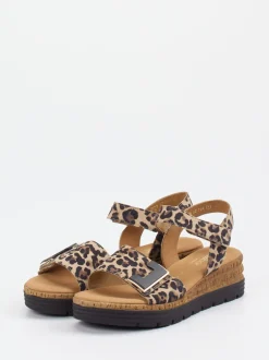 Gabor Comfort – Sandale aus geprägtem Leder mit Leoprint