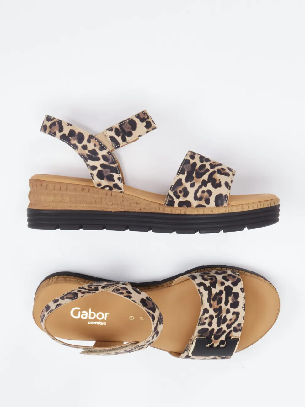 Gabor Comfort – Sandale aus geprägtem Leder mit Leoprint