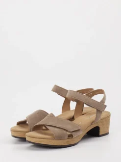 Gabor Comfort – Sandale aus Veloursleder in Taupe