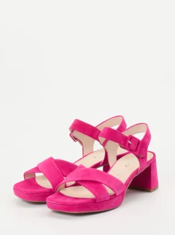 Gabor Comfort – Sandale aus Veloursleder Pink