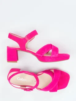 Gabor Comfort – Sandale aus Veloursleder Pink